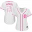 Detroit Tigers #13 Omar Vizquel White/Pink Fashion Womens Stitched MLB Jersey