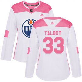 Adidas Edmonton Oilers #33 Cam Talbot White/Pink Authentic Fashion Womens Stitched NHL Jersey