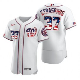 Washington Nationals #37 Stephen Strasburg Mens Nike White Fluttering USA Flag Limited Edition Authentic MLB Jersey