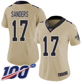 Nike New Orleans Saints #17 Emmanuel Sanders Gold Womens Stitched NFL Limited Inverted Legend 100th Season Jersey