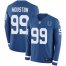 Nike Indianapolis Colts #99 Justin Houston Royal Blue Team Color Mens Stitched NFL Limited Therma Long Sleeve Jersey