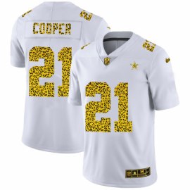 Dallas Cowboys #21 Ezekiel Elliott Mens Nike Flocked Leopard Print Vapor Limited NFL Jersey White