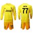 Juventus #77 Buffon Yellow Goalkeeper Long Sleeves Soccer Club Jersey
