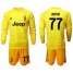 Juventus #77 Buffon Yellow Goalkeeper Long Sleeves Soccer Club Jersey