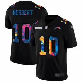 Los Angeles Chargers #10 Justin Herbert Mens Nike Multi-Color Black 2020 NFL Crucial Catch Vapor Untouchable Limited Jersey