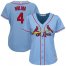 St.Louis Cardinals #4 Yadier Molina Light Blue Alternate Womens Stitched MLB Jersey