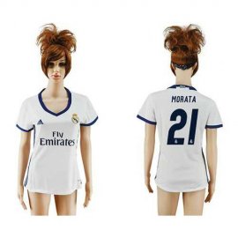 Womens Real Madrid #21 Morata Home Soccer Club Jersey