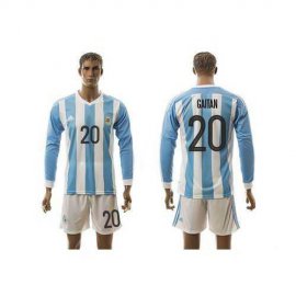 Argentina #20 Gaitan Home Long Sleeves Soccer Country Jersey