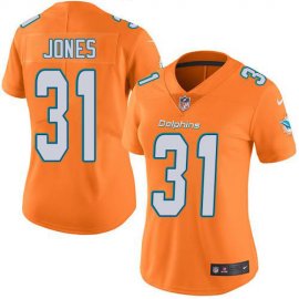 Nike Miami Dolphins #31 Byron Jones Orange Womens Stitched NFL Limited Rush Jersey