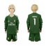 Real Madrid #1 Navas Green Goalkeeper Long Sleeves Kid Soccer Club Jersey