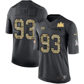 Nike Tampa Bay Buccaneers #93 Ndamukong Suh Black Youth Super Bowl LV Champions Patch Stitched NFL Limited 2016 Salute to Service Jersey