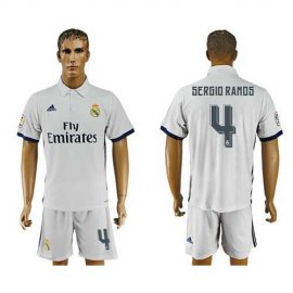 Real Madrid #4 Sergio Ramos White Home Soccer Club Jersey
