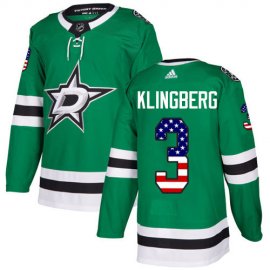 Adidas Dallas Stars #3 John Klingberg Green Home Authentic USA Flag Stitched NHL Jersey