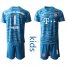 Bayern Munchen #1 Neuer Light Blue Goalkeeper Kid Soccer Club Jersey