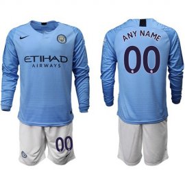 Manchester City Personalized Home Long Sleeves Soccer Club Jersey
