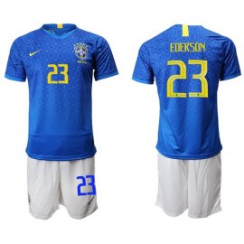 Brazil #23 Ederson Blue Soccer Country Jersey
