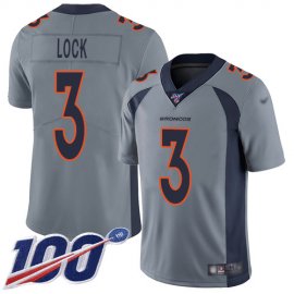 Nike Denver Broncos #3 Drew Lock Gray Mens Stitched NFL Limited Inverted Legend 100th Season Jersey