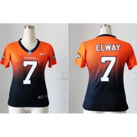 Nike Denver Broncos #7 John Elway Orange/Blue Womens Stitched NFL Elite Fadeaway Fashion Jersey