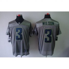 Nike Seattle Seahawks #3 Russell Wilson Grey Shadow Mens Stitched NFL Elite Jersey