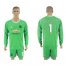 Manchester United #1 De Gea Green Goalkeeper Long Sleeves Soccer Club Jersey