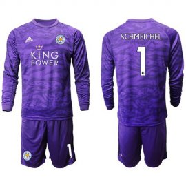 Leicester City #1 Schmeichel Purple Goalkeeper Long Sleeves Soccer Club Jersey