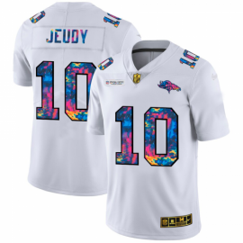 Denver Broncos #10 Jerry Jeudy Mens White Nike Multi-Color 2020 NFL Crucial Catch Limited NFL Jersey