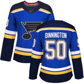 Adidas St. Louis Blues #50 Jordan Binnington Blue Home Authentic Womens Stitched NHL Jersey