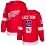 Adidas Detroit Red Wings #5 Nicklas Lidstrom Red Home Authentic USA Flag Stitched NHL Jersey