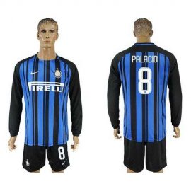 Inter Milan #8 Palacio Home Long Sleeves Soccer Club Jersey