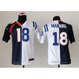 Nike Indianapolis Colts #18 Peyton Manning Blue/White Youth Stitched NFL Elite Split Denver Broncos Jersey