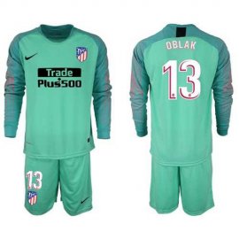 Atletico Madrid #13 Oblak Green Goalkeeper Long Sleeves Soccer Club Jersey