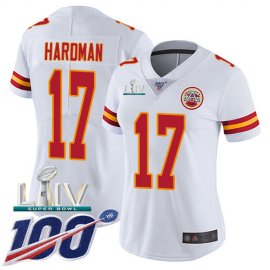 Nike Kansas City Chiefs #17 Mecole Hardman White Super Bowl LIV 2020 Womens Stitched NFL 100th Season Vapor Untouchable Limited Jersey