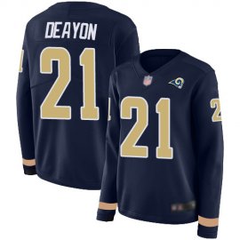 Nike Los Angeles Rams #21 Donte Deayon Navy Blue Team Color Womens Stitched NFL Limited Therma Long Sleeve Jersey