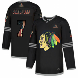 Chicago Blackhawks #7 Brent Seabrook Adidas Mens Black USA Flag Limited NHL Jersey