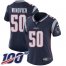 Nike New England Patriots #50 Chase Winovich Navy Blue Team Color Womens Stitched NFL 100th Season Vapor Limited Jersey