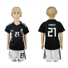 Argentina #21 Dybala Away Kid Soccer Country Jersey