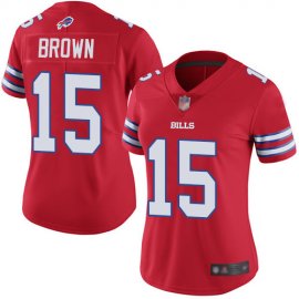 Nike Buffalo Bills #15 John Brown Red Womens Stitched NFL Limited Rush Jersey
