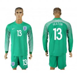 England #13 HEATON Green Goalkeeper 2018 FIFA World Cup Long Sleeve Soccer Jersey