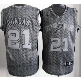 San Antonio Spurs 21 Tim Duncan Grey Static Fashion Swingman NBA Jersey Cheap