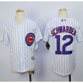 Chicago Cubs #12 Kyle Schwarber White(Blue Strip) Cool Base Stitched Youth MLB Jersey