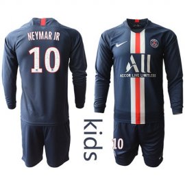 Paris Saint-Germain #10 Neymar Jr Home Long Sleeves Kid Soccer Club Jersey