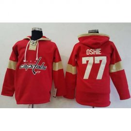 Washington Capitals #77 T.J Oshie Red Pullover Hoodie Stitched NHL Jersey