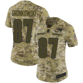 Nike New England Patriots #87 Rob Gronkowski Camo Womens Stitched NFL Limited 2018 Salute to Service Jersey