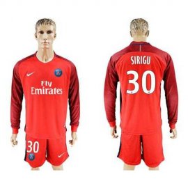 Paris Saint-Germain #30 Sirigu Red Long Sleeves Soccer Club Jersey
