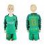 Barcelona #13 C.Bravo Green Goalkeeper Long Sleeves Kid Soccer Club Jersey
