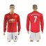 Manchester United #7 Ronaldo Red Home Long Sleeves Soccer Club Jersey