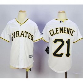 Pittsburgh Pirates #21 Roberto Clemente White Cool Base Stitched Youth MLB Jersey