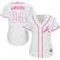 Atlanta Braves #24 Deion Sanders White/Pink Fashion Womens Stitched MLB Jersey