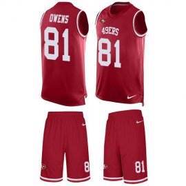 Nike San Francisco 49ers #81 Terrell Owens Red Team Color Mens Stitched NFL Limited Tank Top Suit Jersey