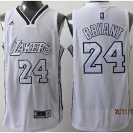 Los Angeles Lakers 24 Kobe Bryant White Silver Number Jersey Cheap
